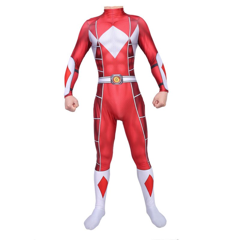 Boys Men's Mighty Morphin Power Rangers Red Ranger Cosplay Costume Halloween make-up costume xmas christmas gift toys outfit – Bild 3
