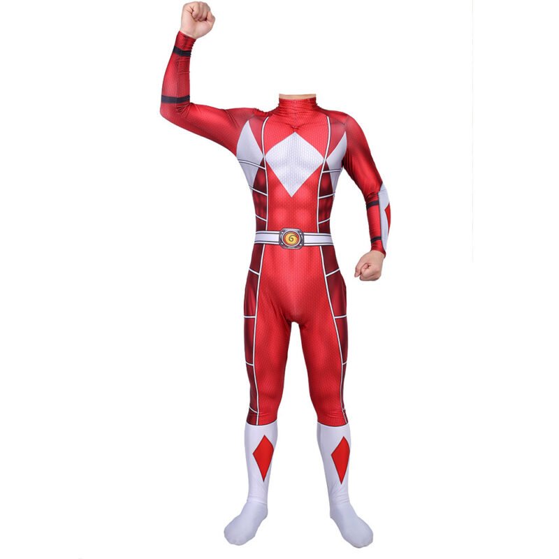 Boys Men's Mighty Morphin Power Rangers Red Ranger Cosplay Costume Halloween make-up costume xmas christmas gift toys outfit