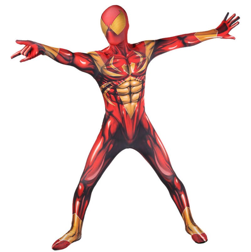 Kids Men's Spider-Man Iron Cosplay Costume Spiderman Superhero Bodysuit Jumpsuits Halloween make-up costume xmas christmas gift toys outfit - immagine 5