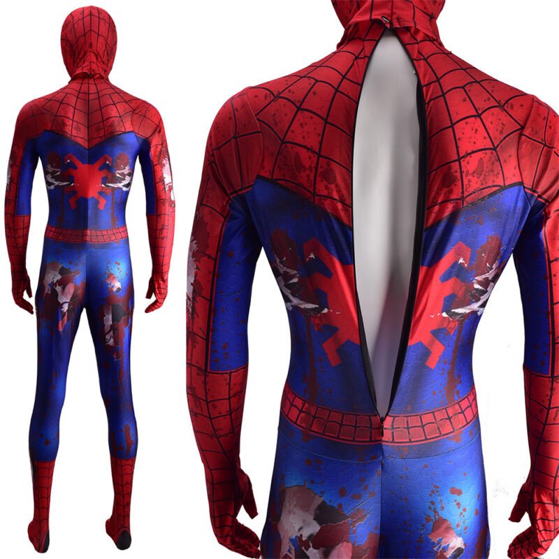 Spider Man Battle Damaged Suit Cosplay Costume Halloween X’mas Valentine’s day birthday gift comic-con game outfit – Image 4