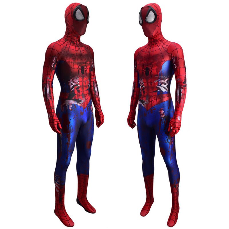Spider Man Battle Damaged Suit Cosplay Costume Halloween X’mas Valentine’s day birthday gift comic-con game outfit – Image 6