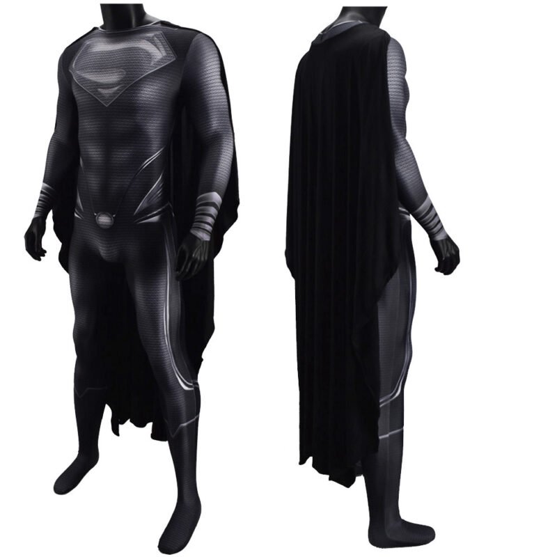 Black Superman Cosplay Costume SuperMan Printed Black Suit Halloween X’mas Valentine’s day birthday gift comic-con game outfit - Image 3