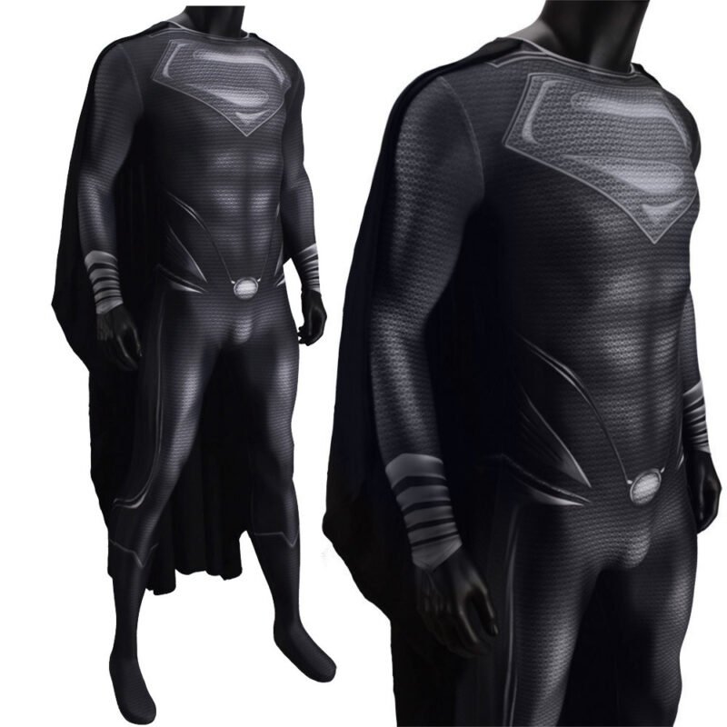 Black Superman Cosplay Costume SuperMan Printed Black Suit Halloween X’mas Valentine’s day birthday gift comic-con game outfit - Image 4