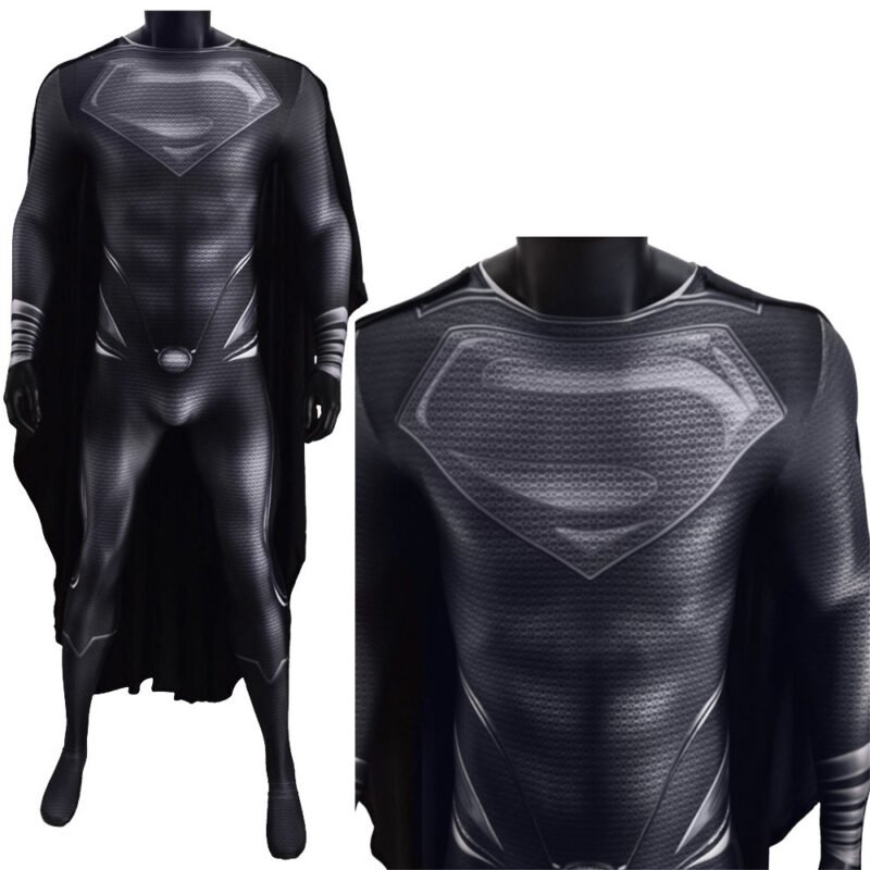 Black Superman Cosplay Costume SuperMan Printed Black Suit Halloween X’mas Valentine’s day birthday gift comic-con game outfit - Image 5