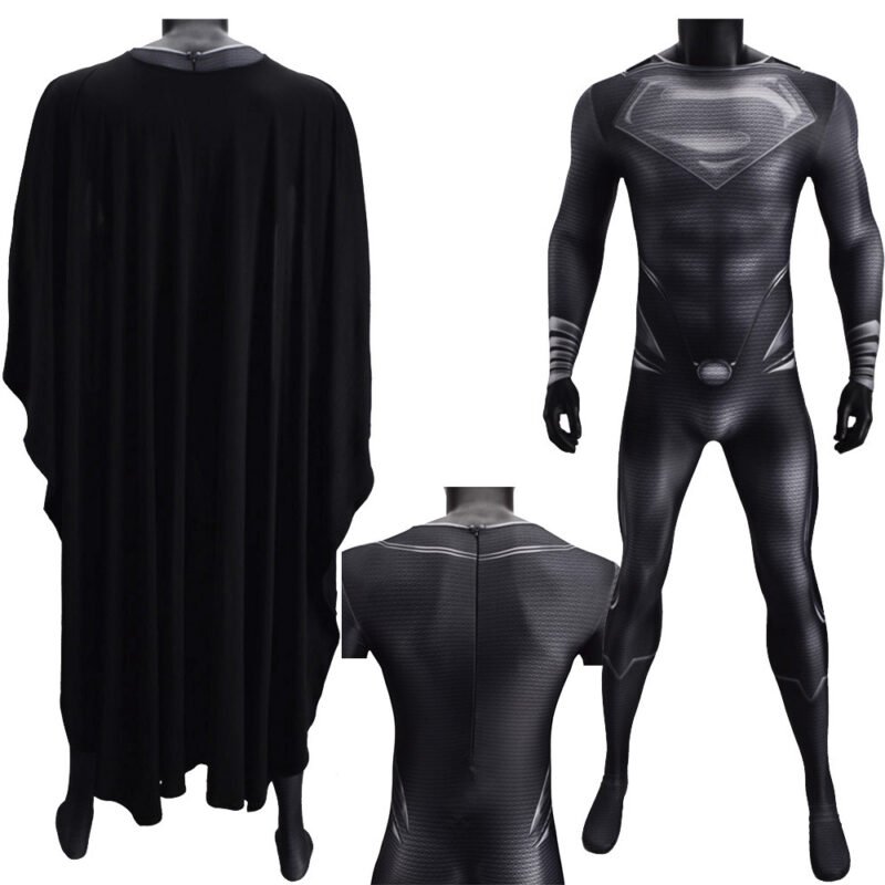 Black Superman Cosplay Costume SuperMan Printed Black Suit Halloween X’mas Valentine’s day birthday gift comic-con game outfit - Image 6