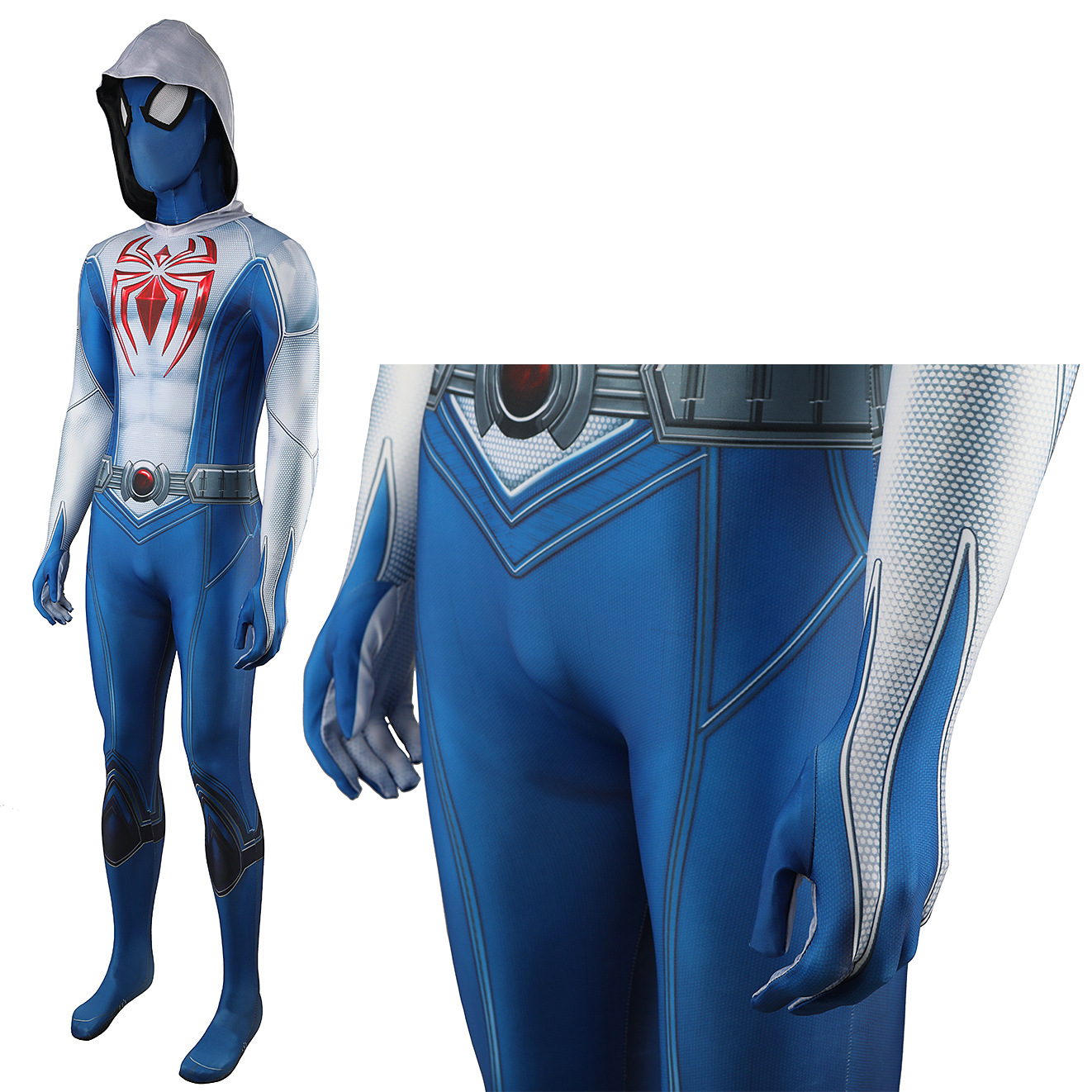 Spiderman 2 Venom Mask Jumpsuit Blue White Superhero Cosplay Costume Halloween x’mas christmas birthday gift toys party make-up outfit - Image 4
