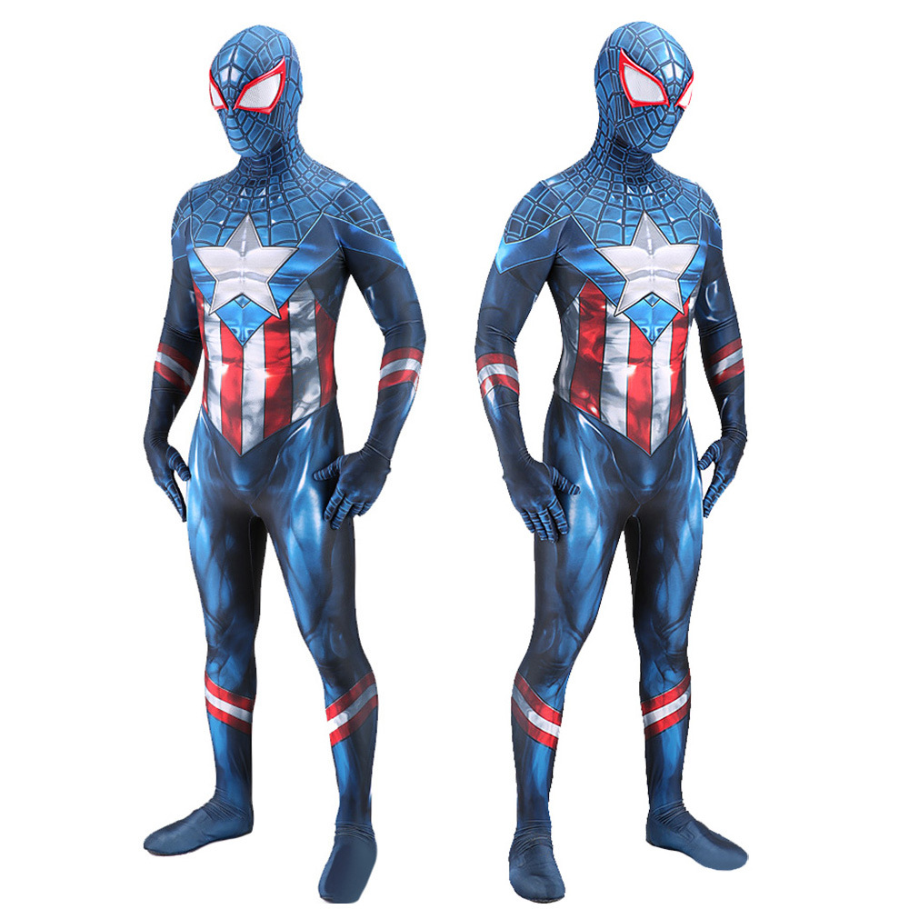 Captain America Spider-Man Jumpsuit Spiderman Cosplay Costume Halloween x’mas christmas birthday gift toys party make-up outfit - Image 2
