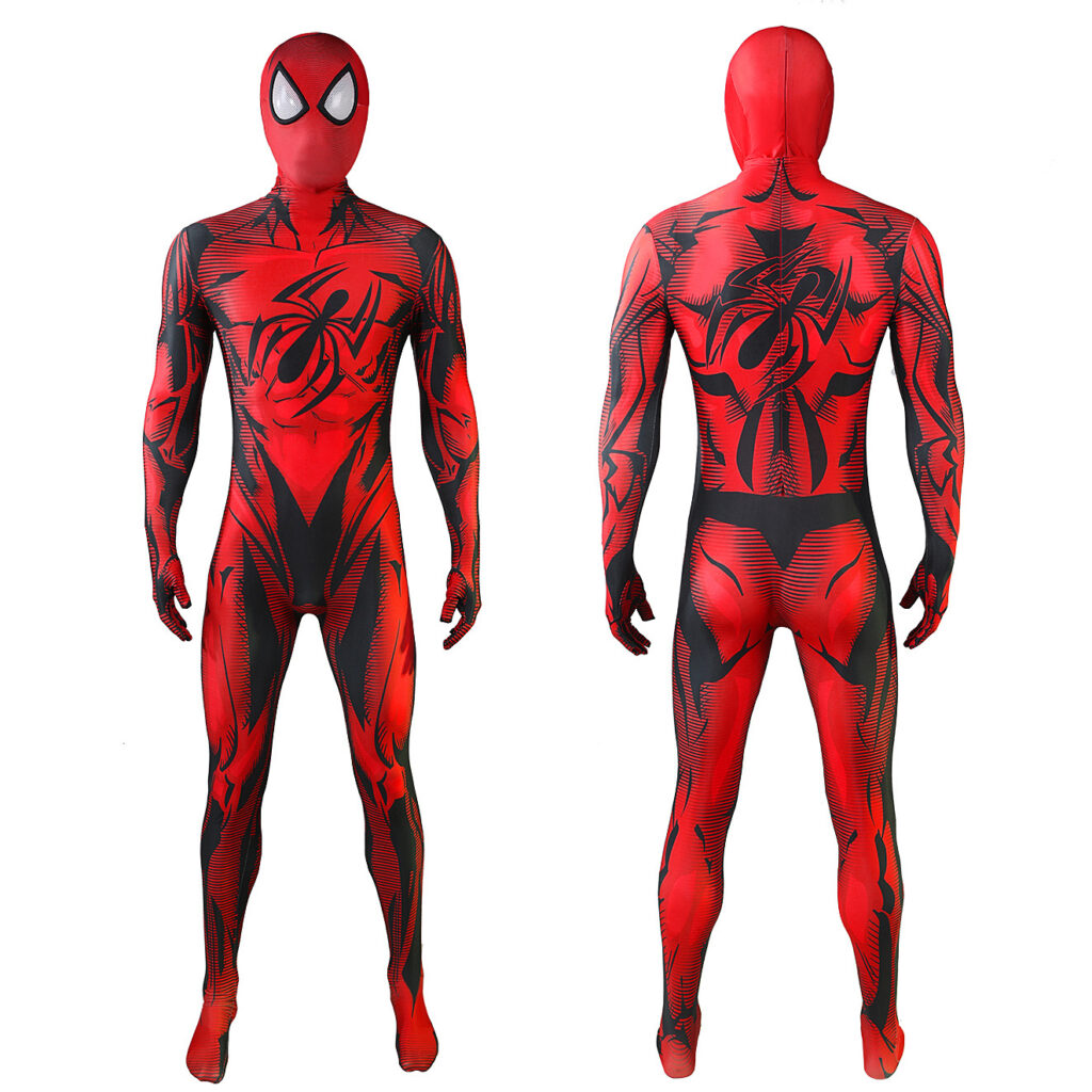 Upgraded SCARLET Spider-Man Jumpsuit Cosplay Costume Halloween X’mas Valentine’s day birthday gift comic-con game outfit