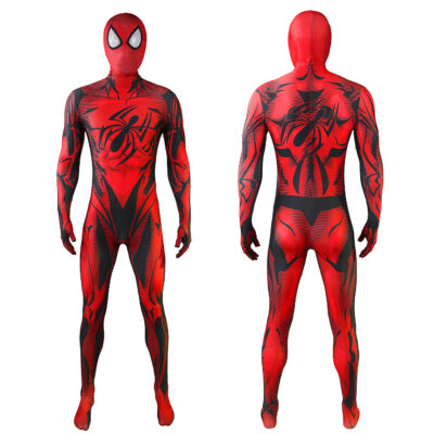 Upgraded SCARLET Spider-Man Jumpsuit Cosplay Costume Halloween X’mas Valentine’s day birthday gift comic-con game outfit